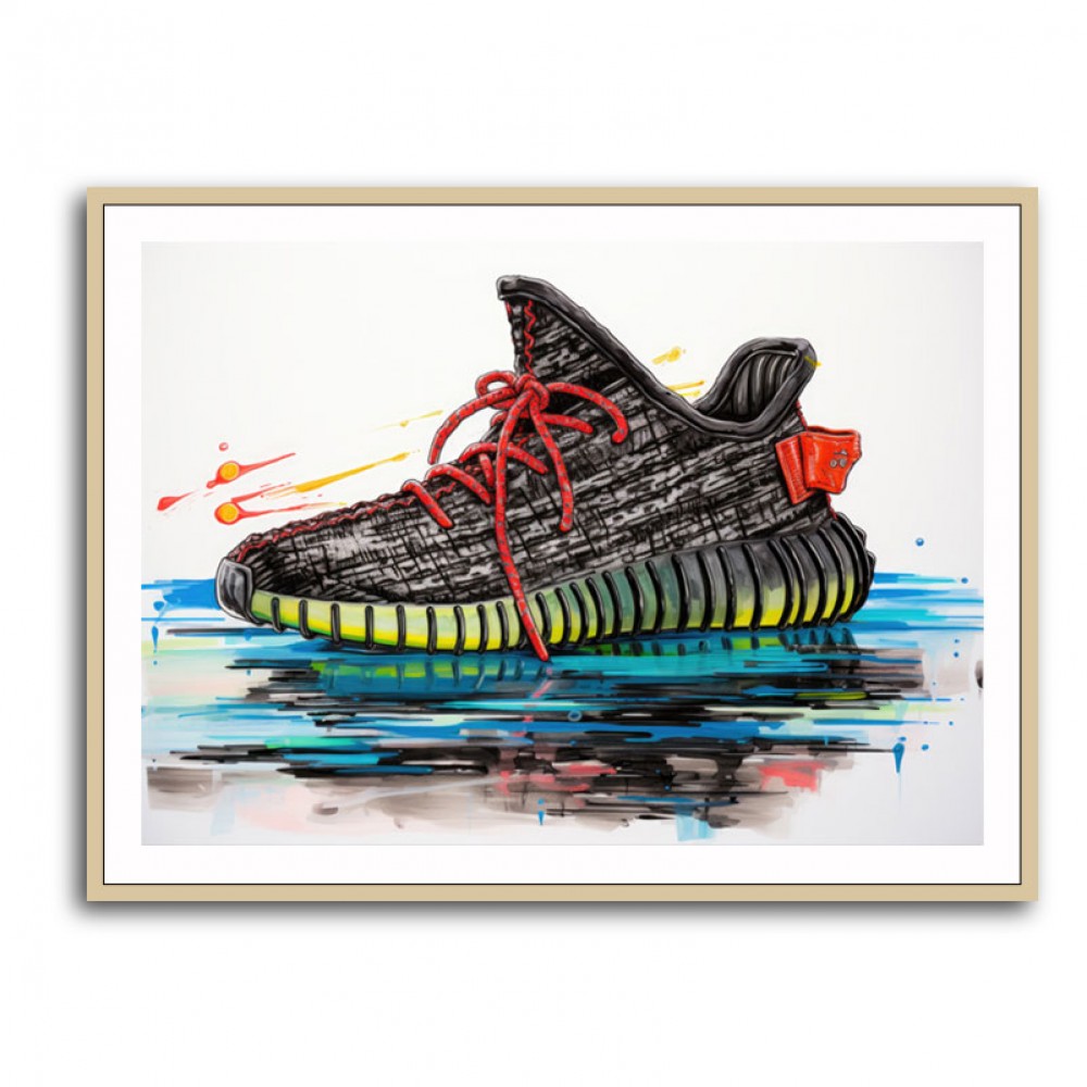 Yeezy Boost 350 Sneakers Graffiti Style Wall Art
